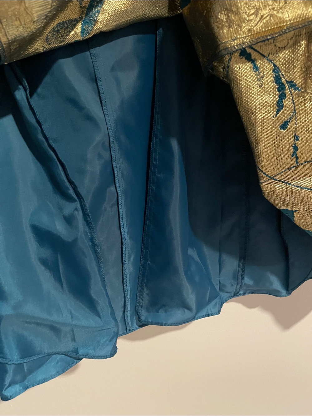 Adrianna Papell Teal and Gold Floral High-Low Dress - Picture 8 of 12